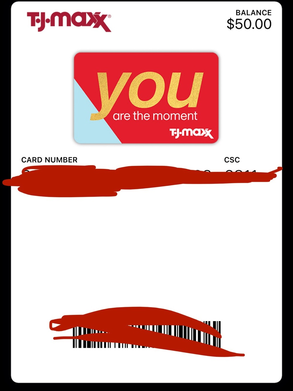TJ Maxx Gift card
